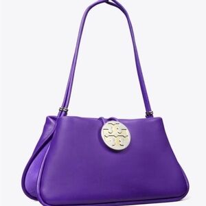 NWT Tory Burch Violet Electric Plum Reva Miller Logo Bag $1198